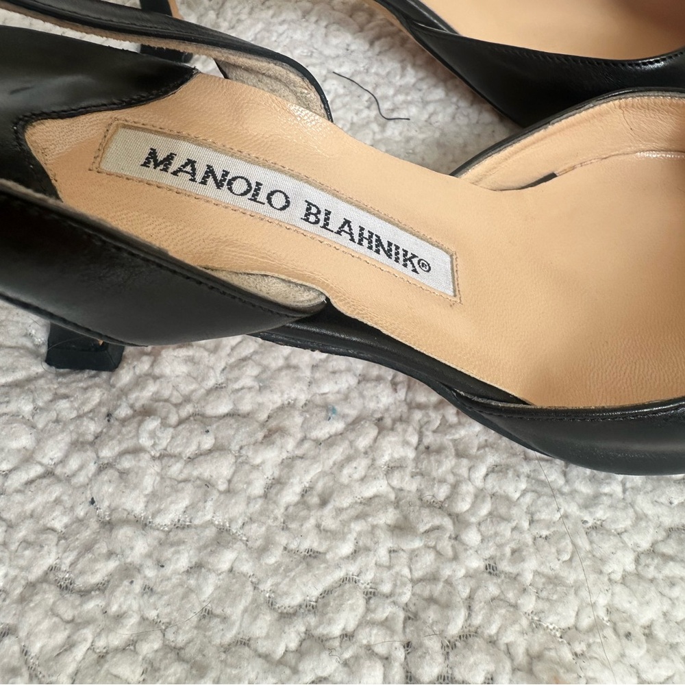 Manolo Blahnik Black Leather Heels - Picture 11 of 11